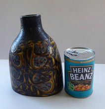 Load image into Gallery viewer, Unusual 1960s Vintage Danish BACA Aluminia ROYAL COPENHAGEN Vase. Yellow Ground with Birds Motif. Designed by Nils Thorsson
