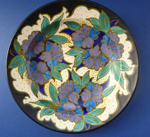 Large ART DECO Gouda Pottery Wall Plate or Charger. Rarer Hasler Pattern; c 1928