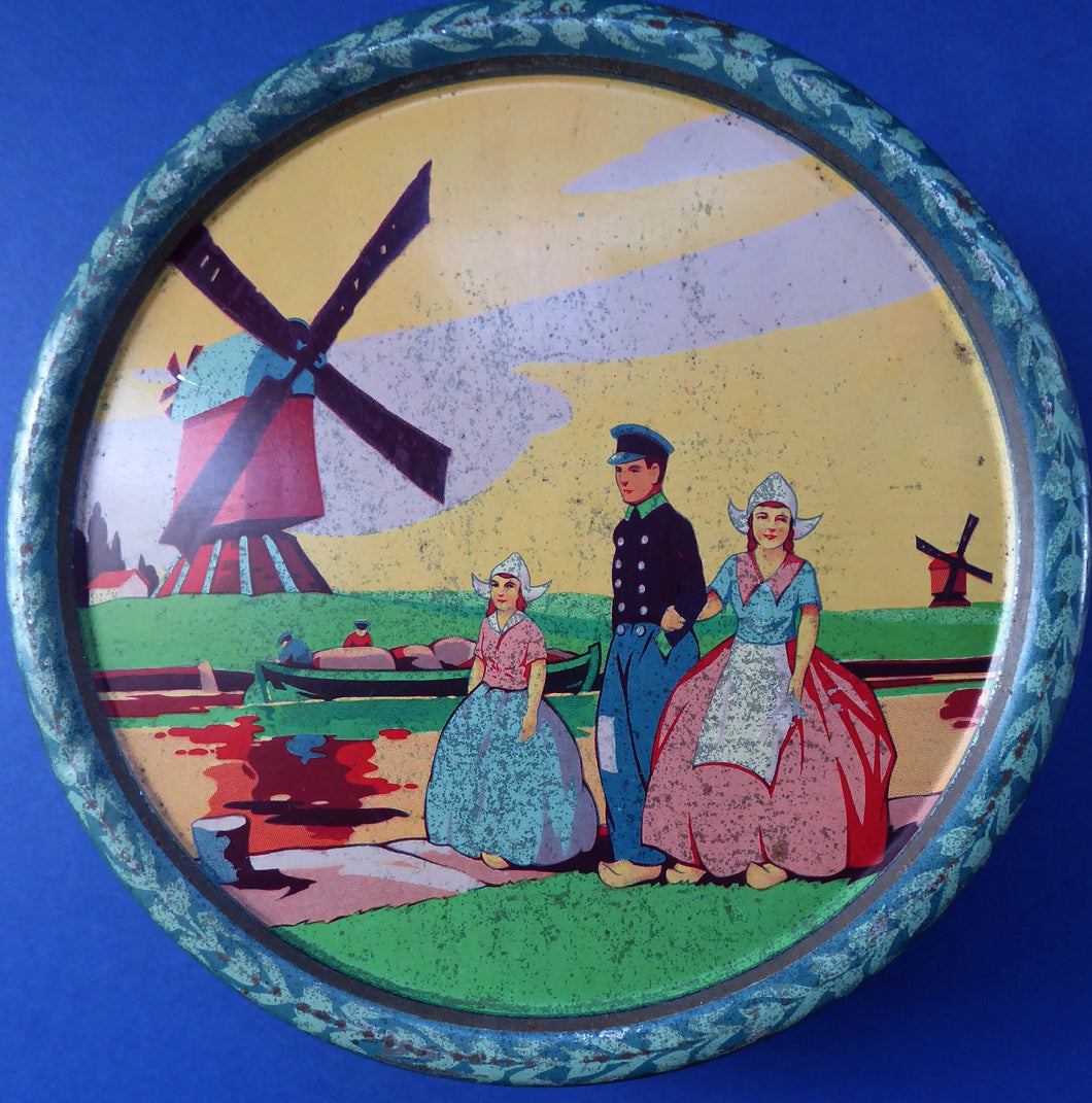 Interesting Dutch Biscuit Tin, probably 1930s or 40s. Unusual Art Deco Design