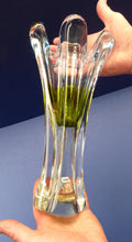 Load image into Gallery viewer, Josef HOSPODKA / Chribska; Czechoslovakia. Fine Chunky 1960s Pale Blue and Lime Green Glass Vase
