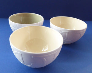Three GUSTAVSBERG, SWEDEN China Vintage Bowls; inside glazed with textured matt white exterior