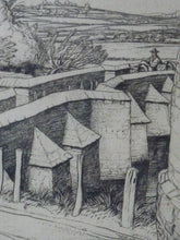 Load image into Gallery viewer, ORIGINAL Line Engraving by Robert Sargent Austin. The Pack Bridge, Aylestone, Leicestershire. Pencil signed and dated 1926
