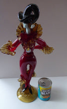 Load image into Gallery viewer, MASSIVE Signed Vintage Italian Murano Glass Pierrot / Comdia Dell&#39; Arte Figurine by Franco Toffolo. 18 inches in height
