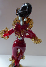 Load image into Gallery viewer, MASSIVE Signed Vintage Italian Murano Glass Pierrot / Comdia Dell&#39; Arte Figurine by Franco Toffolo. 18 inches in height
