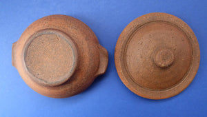 Lidded ST IVES CORNWALL Studio Pottery Bowl with Grey-Green Interior Glaze. St Ives Impressed Seal