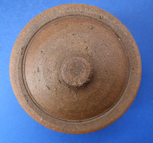 Lidded ST IVES CORNWALL Studio Pottery Bowl with Grey-Green Interior Glaze. St Ives Impressed Seal