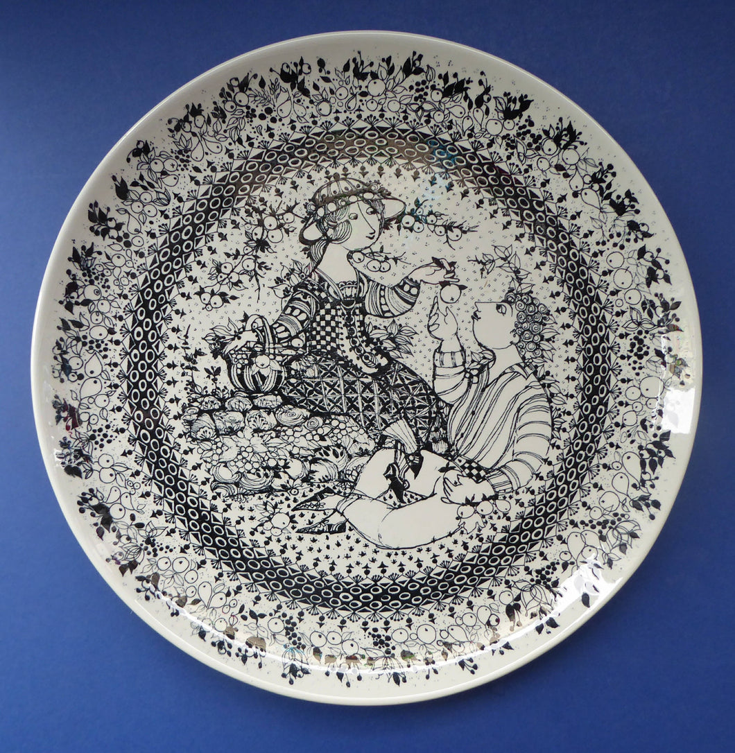 MASSIVE 14 inch Bjorn Wiinblad Wall Plate or Charger. From the Seasons Series: AUTUMN Nymolle Denmark, 1960s