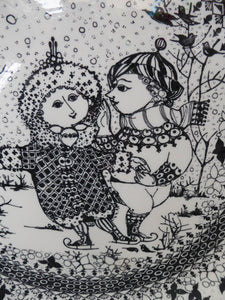 MASSIVE 14 inch Bjorn Wiinblad Wall Plate or Charger. From the Seasons Series: WINTER Nymolle Denmark, 1960s (A)