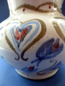 SCOTTISH POTTERY. Large Stoneware Jug, 7 inches in height. Made by Buchan, Portobello. Unusual Pattern with Heart Shapes