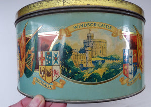 HUGE Vintage 1930s Co-op Commemorative CORONATION  Biscuit Tin for George VI and Queen Elizabeth