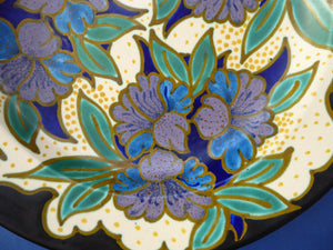 Large ART DECO Gouda Pottery Wall Plate or Charger. Rarer Hasler Pattern; c 1928