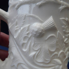 Load image into Gallery viewer, 1880S Antique Davidsons White Milk Glass Mug - Thistle Pattern
