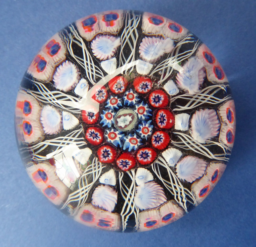 Scottish Glass - Strathearn Millefiori Canes and Latticino Ten Spoke Paperweight