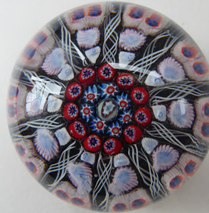 Scottish Glass - Strathearn Millefiori Canes and Latticino Ten Spoke Paperweight