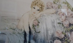 Louis Icart Colour Etching for Sale. La Belle Rose 1930s