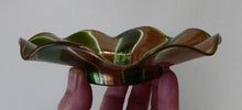 Load image into Gallery viewer, RARE Venetian / Salviati Murano Glass Glass Finger Bowl &amp; Saucer; Gold and Gold with Frilled Edges
