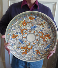 Load image into Gallery viewer, MASSIVE Charlotte Rhead Tube Lined Charger for Crown Ducal. 17 inches diameter
