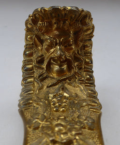 Antique Victorian ORMOLU / BRASS Chamberstick. Extremely Ornate Decoration with Devil Snuffer and Mask Heads. Very Rare