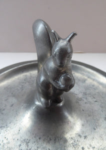 1930s JUST ANDERSEN Danish Pewter Dish with Finely Modelled Squirrel Centrepiece