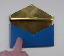 Load image into Gallery viewer, Vintage 1950s CIGARETTE CASE by Rex. Unusual Case in the Shape of a Blue Envelope which opens to reveal a shiny gold linterior
