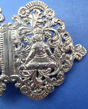 Load image into Gallery viewer, Old INDIAN / ASIAN SILVER Sectional Large Belt Buckle; Decorated with Indian Deities Standing in a Foliate Garden
