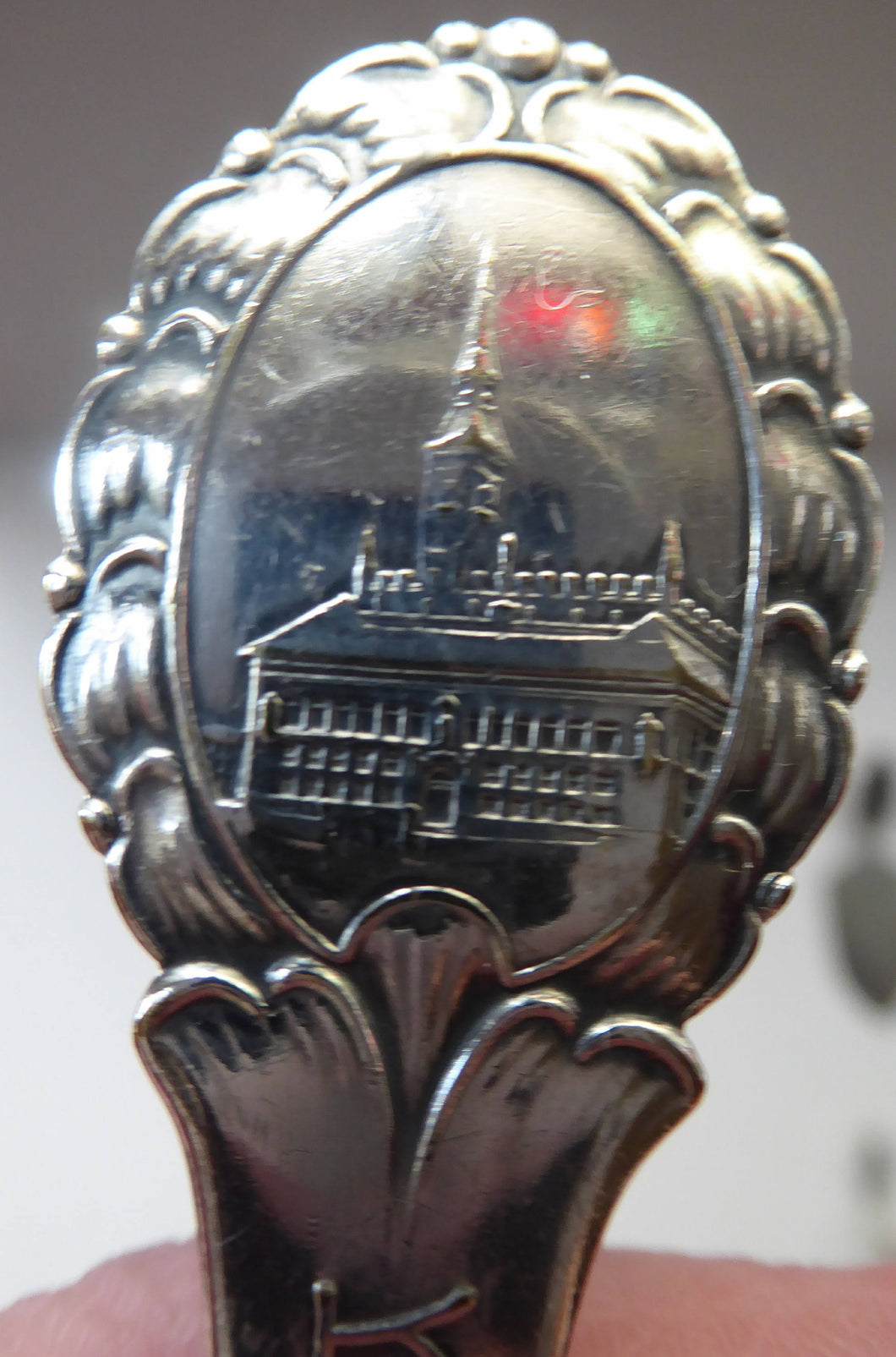 DANISH SILVER PLATE. Vintage Souvenir Caddy Spoon. Copenhagen Finial designs by Axel Prip