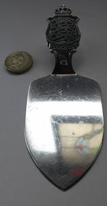 DANISH SILVER PLATE. Vintage Souvenir Cake Slice or Server. Danish Coat of Arms Design by Axel Prip