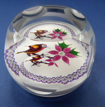 Load image into Gallery viewer, CHRISTMAS ROBIN 1981. SCOTTISH Caithness Glass Faceted Paperweight
