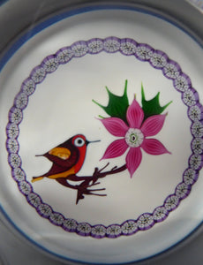 CHRISTMAS ROBIN 1981. SCOTTISH Caithness Glass Faceted Paperweight