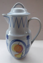Load image into Gallery viewer, SCOTTISH POTTERY. Large Vintage 1950s BUCHAN Stoneware Coffee Pot. BRITTANY Pattern with apples &amp; pears
