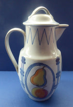 Load image into Gallery viewer, SCOTTISH POTTERY. Large Vintage 1950s BUCHAN Stoneware Coffee Pot. BRITTANY Pattern with apples &amp; pears
