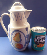 Load image into Gallery viewer, SCOTTISH POTTERY. Large Vintage 1950s BUCHAN Stoneware Coffee Pot. BRITTANY Pattern with apples &amp; pears
