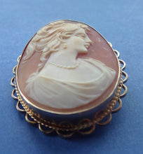 Load image into Gallery viewer, Vintage 9ct Gold Hallmarked CAMEO BROOCH. Signed A&amp;Cs. Nicely Carved and in Good Condition.
