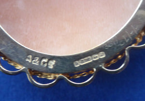 Vintage 9ct Gold Hallmarked CAMEO BROOCH. Signed A&Cs. Nicely Carved and in Good Condition.