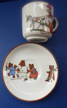 Load image into Gallery viewer, RARE 1920s NURSERY Ware: Paragon China Cup and Saucer. Teddie&#39;s Bedtime and Market Day
