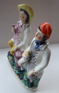 SCOTTISH Theme. Large Figure Group of Tam O'Shanter and Souter Johnnie Figurine (from Robert Burns Poem) by SAMPSON SMITH; c1890s