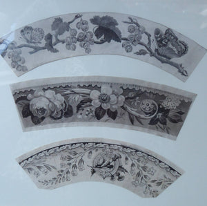 ORIGINAL GEORGIAN Watercolour.  RARE Early 19th Century Grisaille Floral Designs for Plate Border Decorations: F