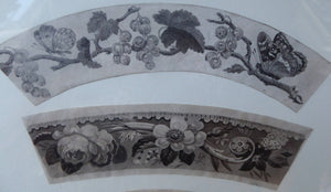 ORIGINAL GEORGIAN Watercolour.  RARE Early 19th Century Grisaille Floral Designs for Plate Border Decorations: F