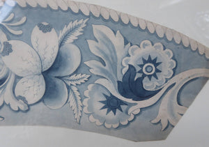 ORIGINAL GEORGIAN Watercolour.  RARE Early 19th Century Grisaille Floral Designs for Plate Border Decorations: A
