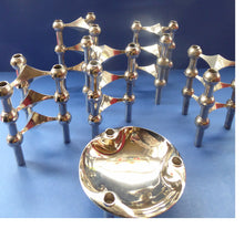 Load image into Gallery viewer, 1960s SPACE AGE Set of 15 Matching German CHROME Nagel Candlesticks. With Rarer Central Base Unit
