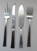 Load image into Gallery viewer, Vintage SWEDISH GENSE 1940s Stainless Steel THEBE Pattern Cutlery. Rare Four Piece Serving Set designed by Folke Arstrom
