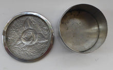 Load image into Gallery viewer, Pretty GLASGOW SCHOOL Lidded Circular Box with Glasgow Rose Motif. In the manner of Margaret Gilmour
