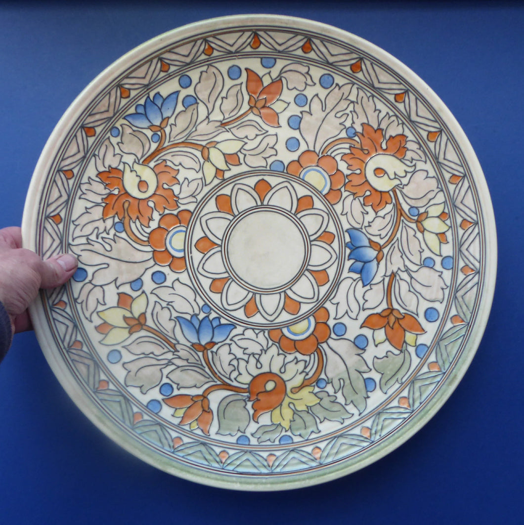 MASSIVE Charlotte Rhead Tube Lined Charger for Crown Ducal. 17 inches diameter