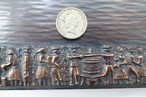 Strange SCANDINAVIAN Bronze and Wooden Desktop Cigarette Box: Images on the Lid Showing Wine Making Scenes