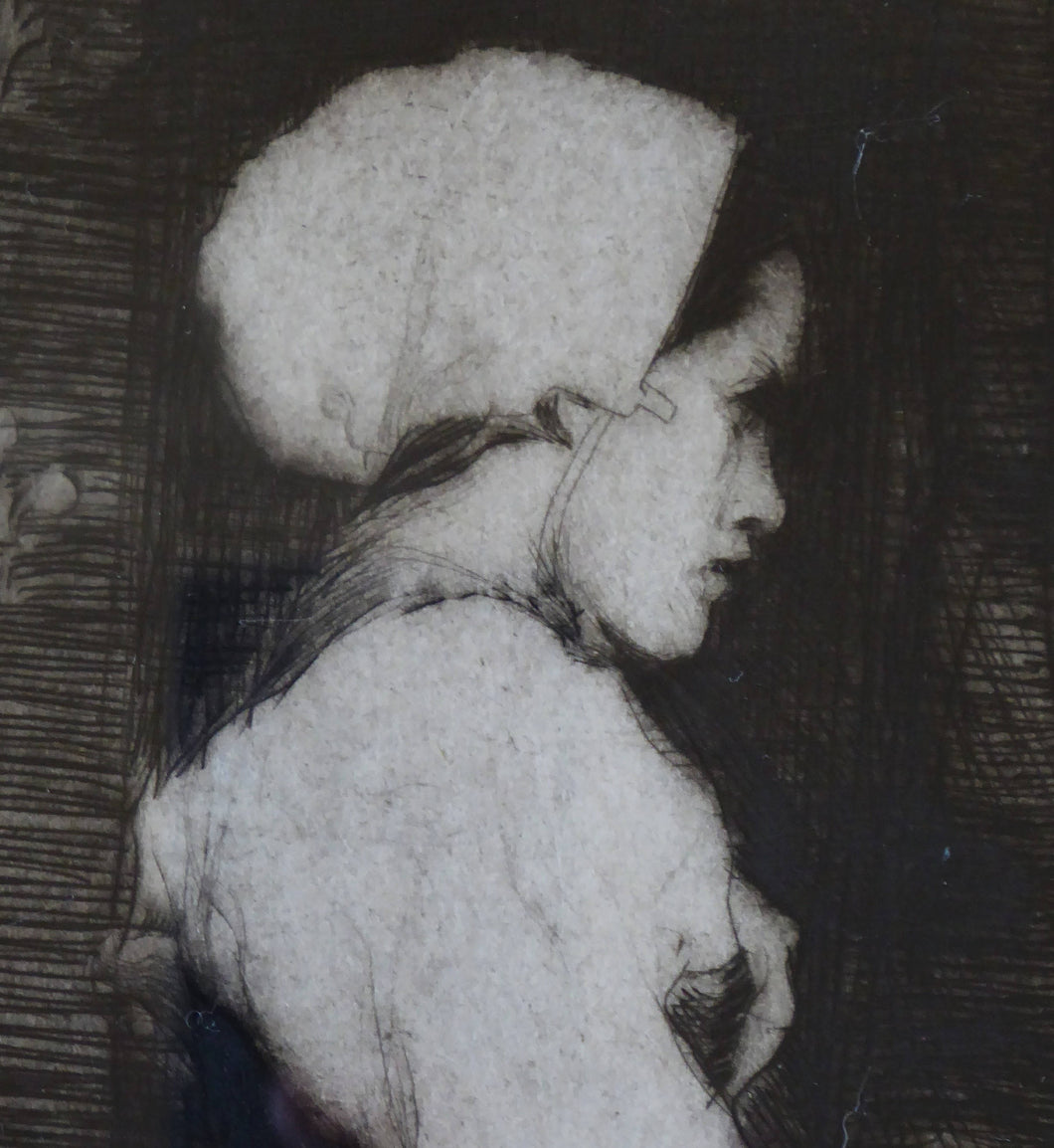 William Lee Hankey Etching Drypoint The Prayer Breton Peasant Girl