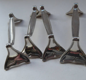 GERMAN Art Nouveau KNIFE RESTS. Set of Four. Each rest is silver plated and in excellent condition