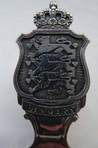 DANISH SILVER PLATE. Vintage Souvenir Cake Slice or Server. Danish Coat of Arms Design by Axel Prip