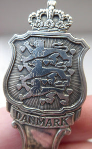 DANISH SILVER PLATE. Vintage Souvenir Cake Slice or Server. Danish Coat of Arms Design by Axel Prip