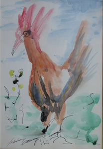 JP Donleavy Signed Watercolour Painting for Sale. The Cock