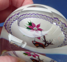 Load image into Gallery viewer, CHRISTMAS ROBIN 1981. SCOTTISH Caithness Glass Faceted Paperweight
